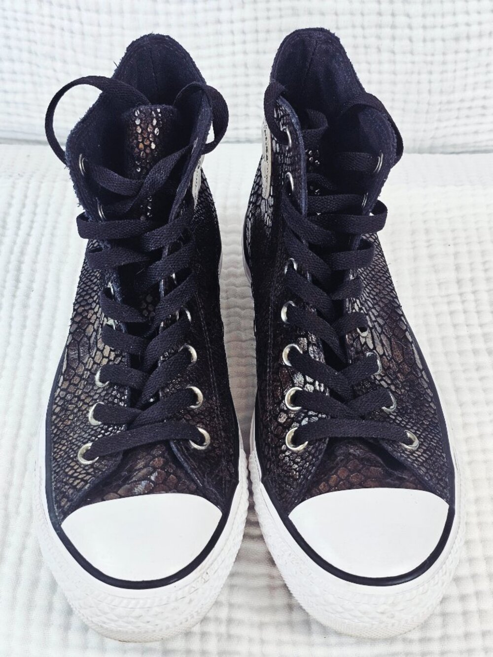 Converse Chuck Taylor Dark Chocolate Brown Snakeskin High Tops, Size Women's 8.5 - Picture 3 of 7